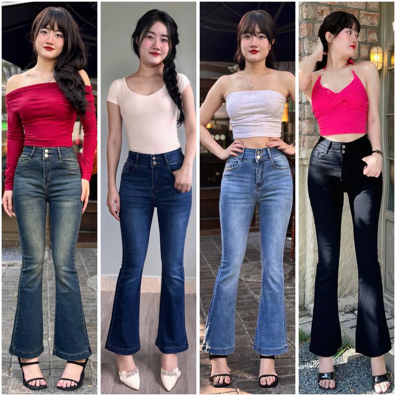 Quần Bò Jean Ống Loe 9 Tấc ULEE Vải Co Giãn Bigsize 40-70kg - Nữ, Women quần dành cho nấm lùn 1m4-1m6