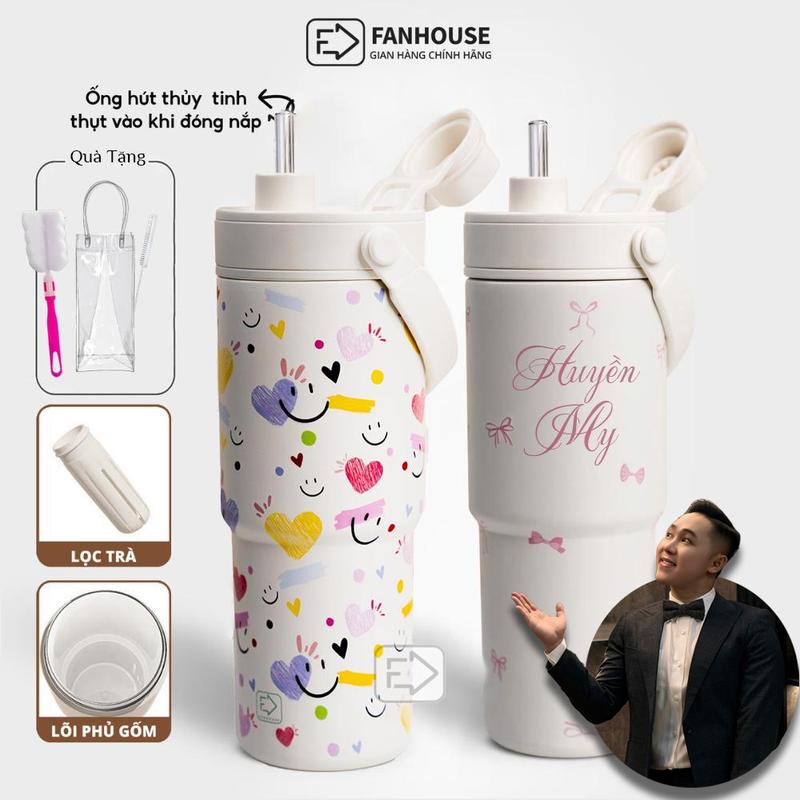 [Vinhbanhbo] Ly giữ nhiệt Simply dung tích 735ml chất liệu inox 316 phủ Sứ cao cấp Fan House khắc tên theo yêu cầu