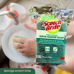 Scotch-Brite Sabut Spons Cuci Piring Basic ID T363M Hijau Kuning 100mm x 70mm Daya Gosok Kuat & Tahan Lama