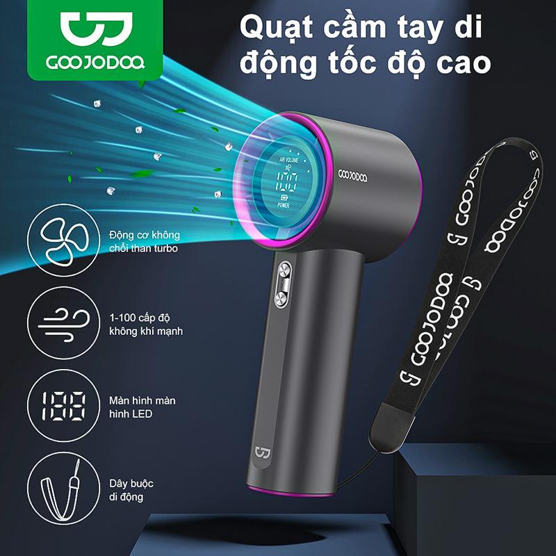 Quạt Cầm Tay GOOJODOQ Tốc Độ Cao Gió Mạnh 100 Tốc Độ Có Thể Điều Chỉnh Màn Hình LED Pin Cầm Tay Im Lặng Kích Thước Nhỏ Pin 3600mAh Quạt Cầm Tay 1 + Món Quà Miễn Phí Dây Đeo 1