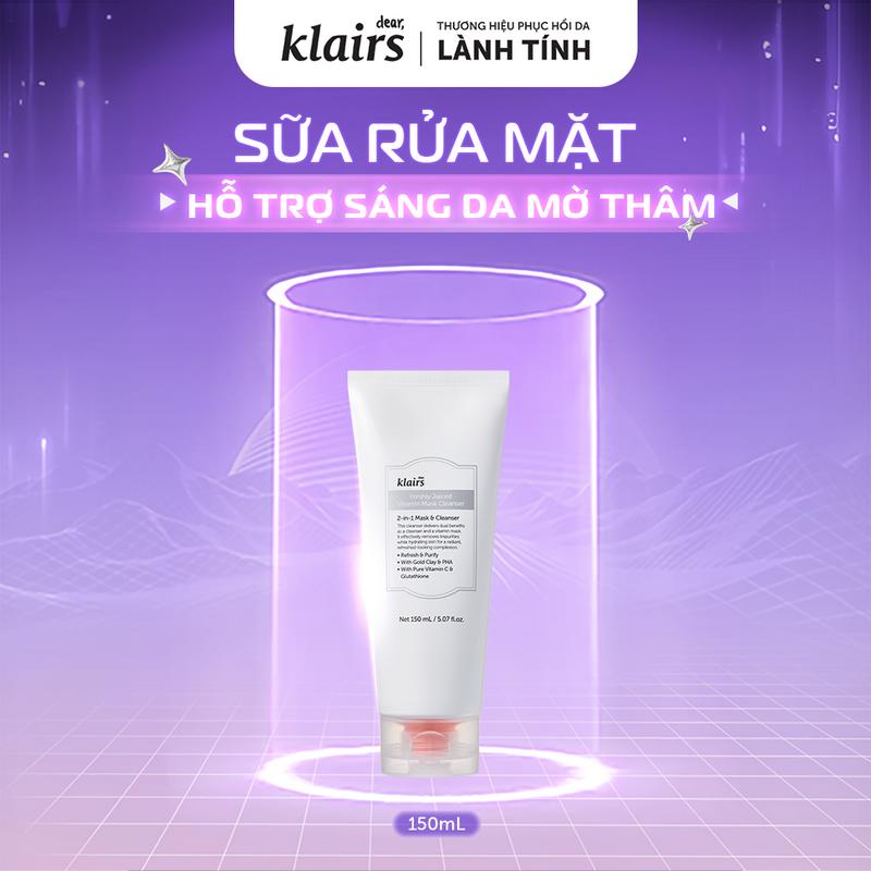 Sữa rửa mặt Dear Klairs Freshly Juiced Vitamin Mask Cleanser hỗ trợ làm sáng da 150ml