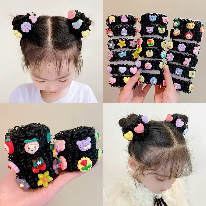 1 Pasang Ikat Rambut Wig Donat Rambut Anak Aksesoris Rambut Cepol Anak Lucu Cantik Kuncir dua WR-676