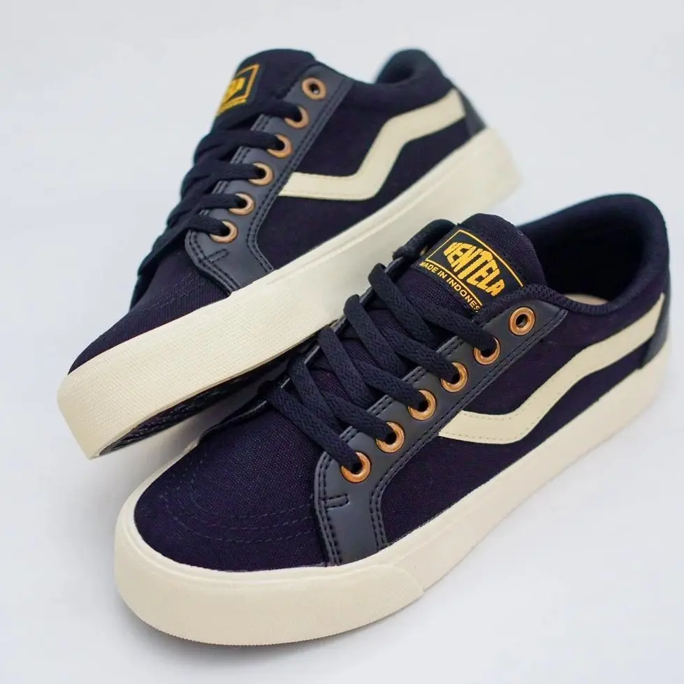 Ventela Republik Black Natural - Sepatu Sneakers Pria/Wanita Casual Shoes Canvas Hitam Karet Kasual
