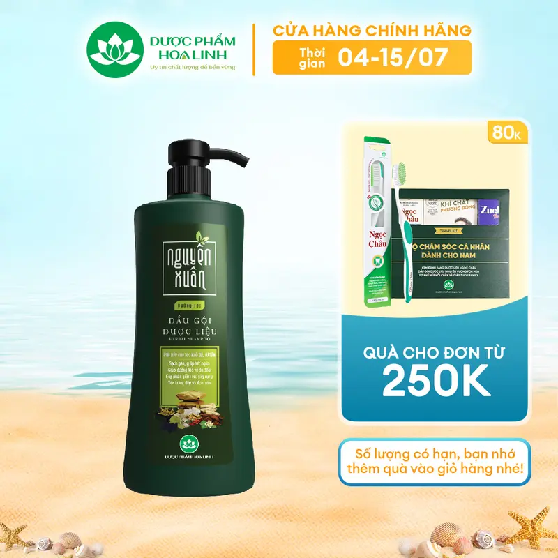 Dầu gội dược liệu Nguyên Xuân xanh dưỡng tóc 450ml - Tặng thêm 50ml giá không đổi