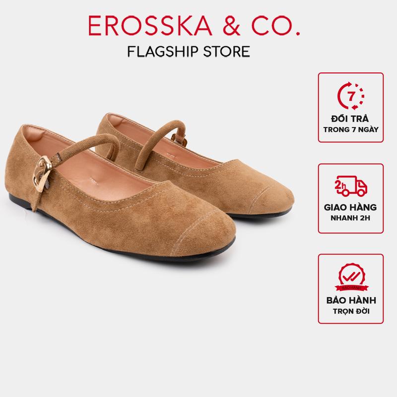 [Erosska] - Giày mary jane da lộn kiểu dáng thanh lịch tôn dáng vintage nữ tính kiểu cổ điển hiện đại êm chân - EL082