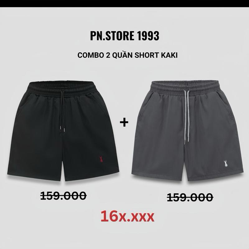 [DEAL MỞ BÁN] Combo 2 Quần short kaki form trên gối PN.Store1993 Quần short nam nữ co giãn tốt, không bai dão Unisex QS02