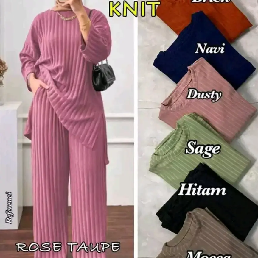 One Set Knit Hornet Polos Wanita Dewasa Viral Panjang