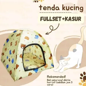 Free kasur Fulset tenda kucing lipat portabel motif karakter