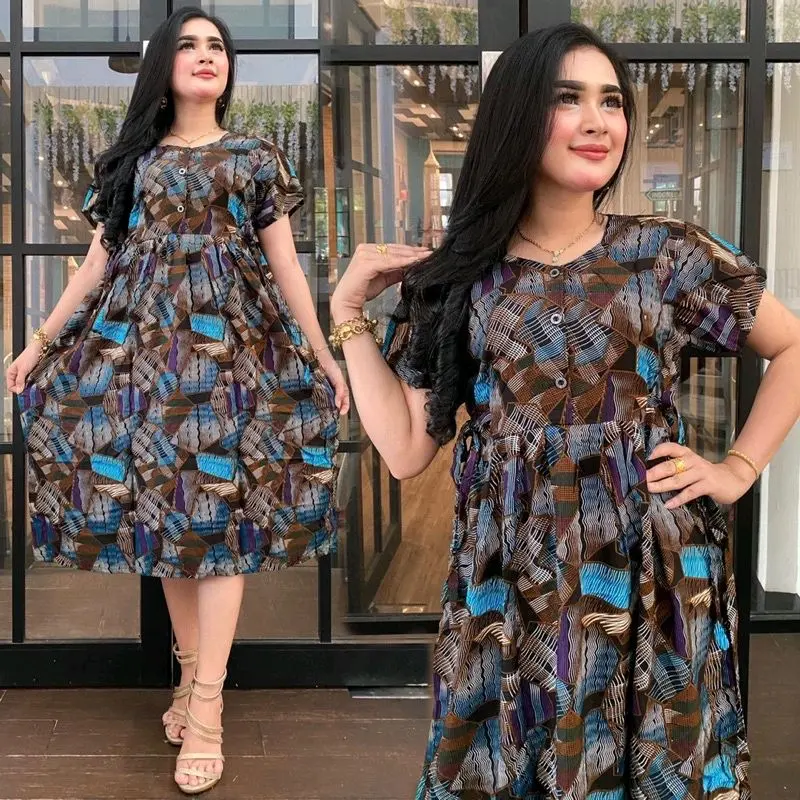 dress centini cibi daster flaming busui kancing depan ld 100 Nyaman Panjang Wanita Menyusui Rayon
