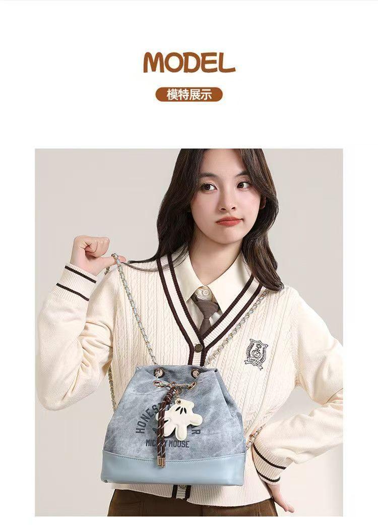 [HK Fashion  X Disney Mickey Koleksi Tas Bahu Wanita yang Dapat Beralih ke Tas Ransel - Tas Wanita Kapasitas Besar]