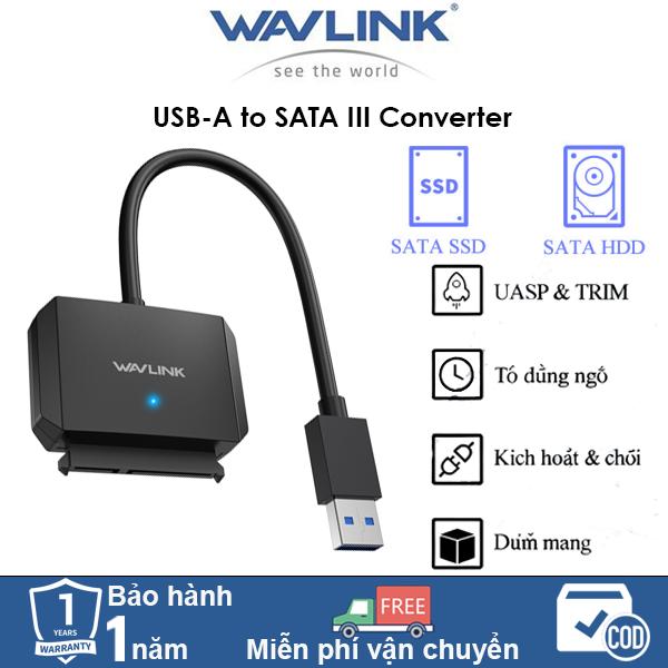  WAVLINK Cáp Chuyển Đổi USB 3.0 Sang SATA III WL-ST345A Hỗ Trợ Ổ Cứng 2.5" & 3.5" Tốc Độ 5Gbps Có Sẵn Bộ Nguồn Rời 