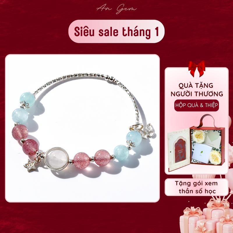 Vòng tay nữ bạc S925 mix đá tự nhiên kèm charm tinh tế An Gem lắc tay nữ đá năng lượng bạc freesize phụ kiện đeo tay phong thuỷ quà tặng sinh nhật giáng sinh Noel Tết Valentine TẶNG GÓI XEM THẦN SỐ HỌC