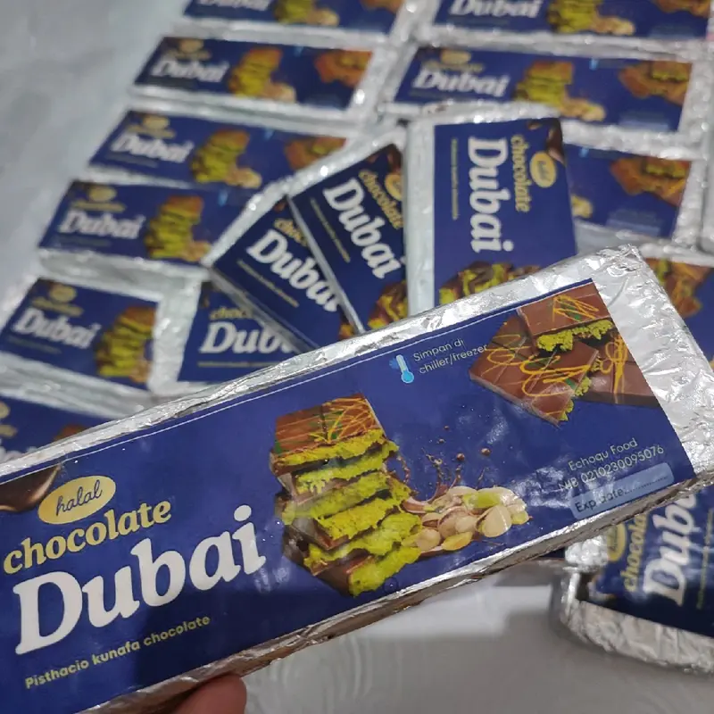 Coklat Dubai Pistachio Kunafe Enak 100gr - Snack Food Wafer dubái - Jajanan, Chocolate 7