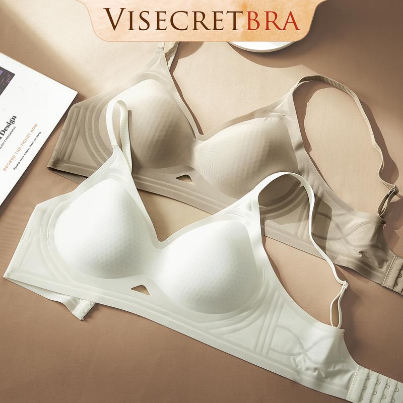 VISECRET Bra Áo Lót Nữ Su Đúc Chất Vải Mịn Thoáng Khí Có Mút Gom Nâng Vòng 1 Không Gọng Bảng Lưng To Hạn Chế Mỡ Lưng VN250355 Giặt Tay Ở Nhiệt Độ Thường Không Sử Dụng Chất Tẩy