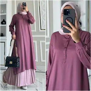 Zalfaoutfit Kalea Long Tunik Rayon Twill Polos Premium Pasti Ori