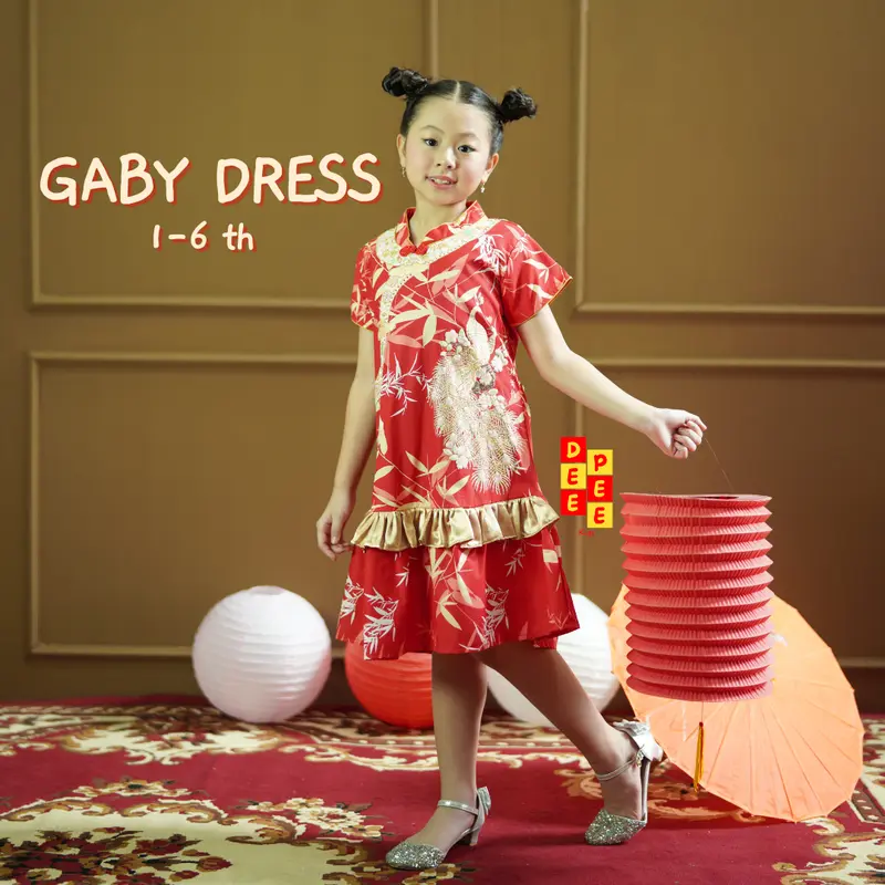 Gaby dress red bamboo 1-6 tahun terusan imlek anak perempuan deepeekids 0