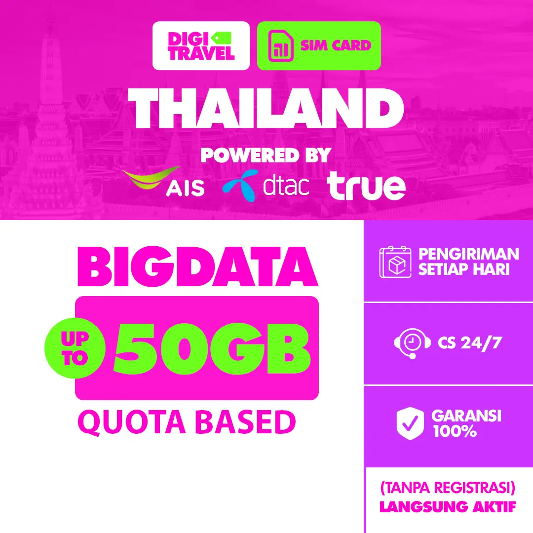 Simcard Thailand AIS / DTAC / TrueMove 4G 5G Kuota Besar - Data Internet Telfon dan SMS Telepon