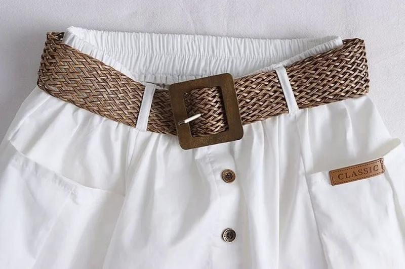 Product Introduction of กระโปรงผ้าฝ้าย3XL เอวสูง ยางยืด กระเป๋าใหญ่ สไตล์เกาหลี แฟชั่น บาง อเนกประสงค์ ผ่ากลาง ยาว M 25
