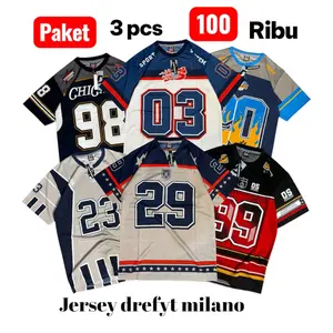 PROMO PAKET 3 PCS 100 RIBU Baju Jersey Cewe Cowo Number Series 08 Driyfit Milano Oversize Retro Street Wear Jersey Hockey Rugby Size M-XXL