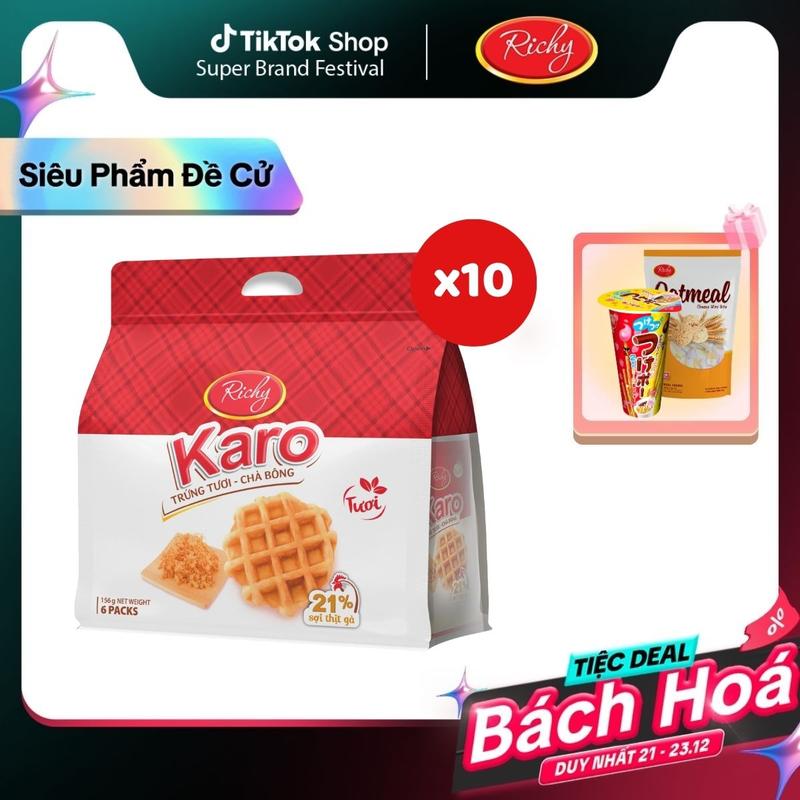   TẶNG 2 QUÀ  Combo 10 Bánh Mì Trứng Tươi Chà Bông Karo Richy - Snack Ăn Vặt - Nho Food - Thức Ăn Bánh Quy bánh  keo 