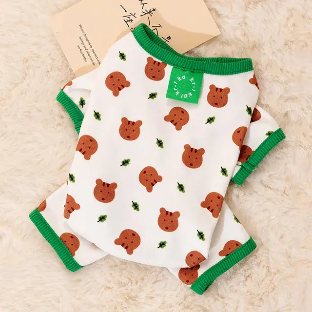 Quần Áo Cho Chó, Áo Liền Quần Sọc, Họa Tiết Gấu Dễ Thương, Thích Hợp Cho Chihuahua Và Yorkie, Đồ Ngủ Ngọt Ngào Áo Ngực Mèo Con, Trang Phục Thú Cưng, Thời Trang 8