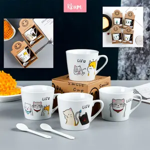 Gelas Kopi Keramik Set sendok / Handel Mug set / Mug Souvenir Hampers Premium