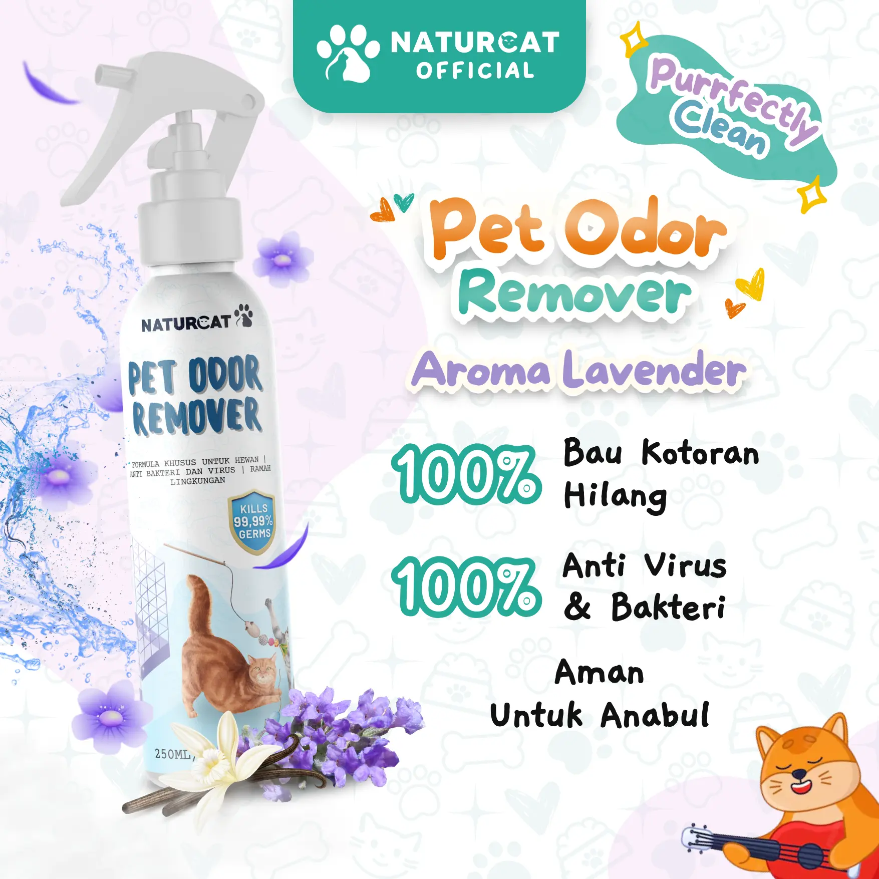 Naturcat Penghilang Bau Kotoran Kucing Anjing / Pet Odor Remover Penghilang Bau Pesing Pup Pipis Kucing / Pewangi Pasir Gumpal Kucing