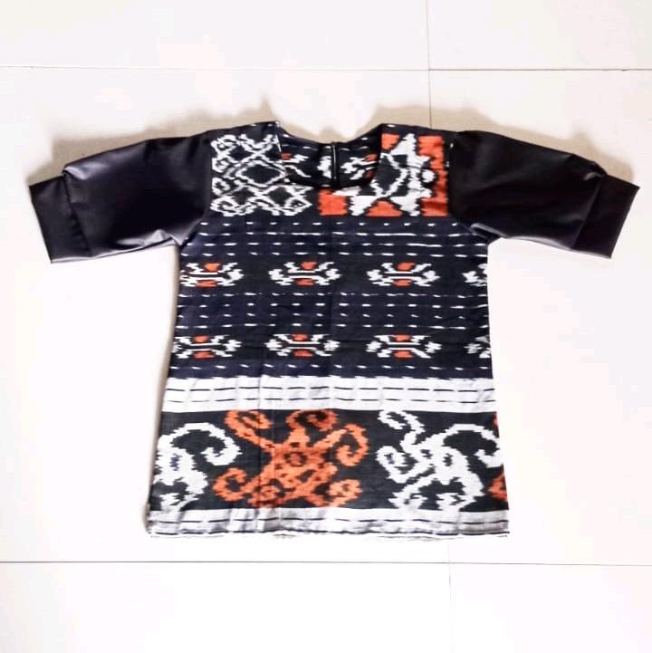 Blus Wanita Kombinasi Lengan Toyobo - Baju Moderen Kalea - Panjang, Tenun 8