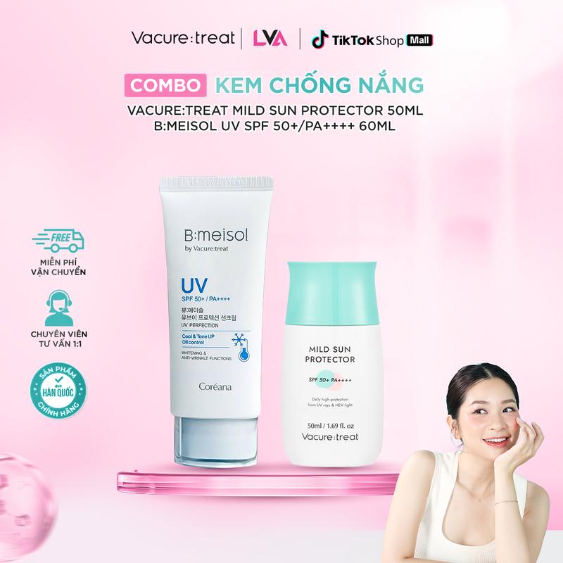 Bộ Đôi Kem Chống Nắng Vacure:treat + Kem Chống Nắng B:meisol Căng Bóng Trắng Mịn Bền Đẹp - Skincare - Sunscreen 50+ PA++++