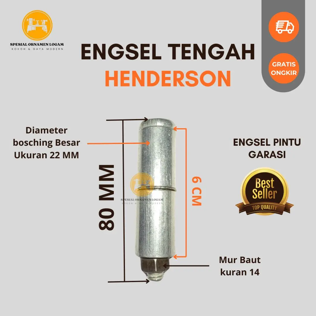 Engsel tengah henderson Diameter 22 Body Besar / Engsel Pintu Garasi Polos / Engsel boss isi 2 kulitas super