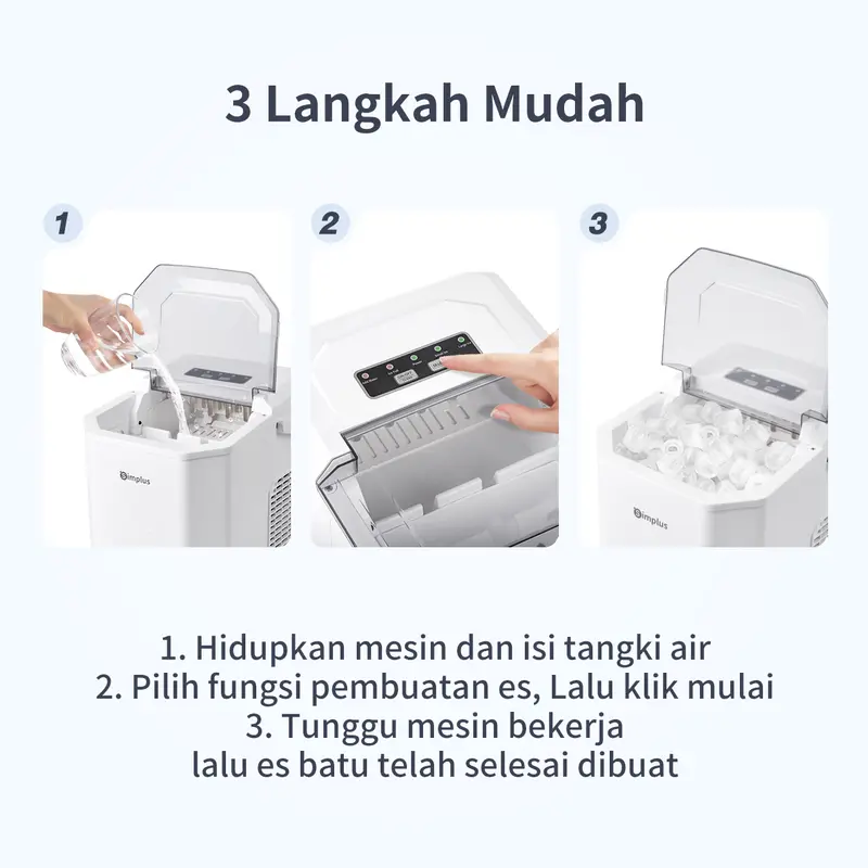 【Gift Mini Fan BELI 1 GRATIS 1 Limited Stocks】SIMPLUS Mesin Pembuat Es Otomatis 1.3L Iced Maker Machine Automatic Daya Rendah Rumah Tangga Minimalis ZBJH001 6