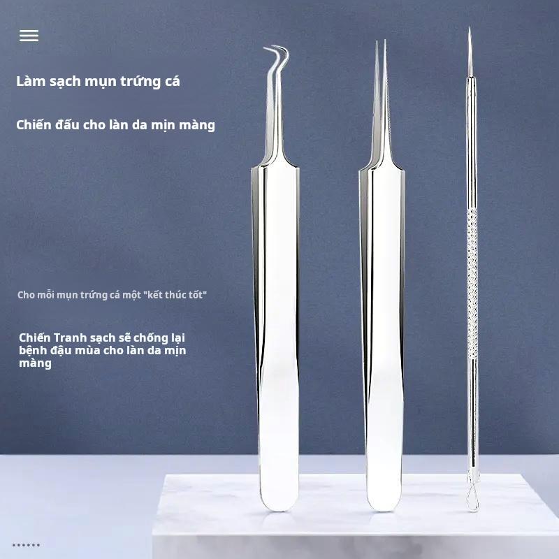 Bộ Kim Mụn Siêu Sắc, Nhíp Loại Bỏ Mụn Kẹp Tế Bào Số 5, Dụng Cụ Hữu Ích Để Loại Bỏ Mụn Trứng Cá Và Loại Bỏ Mụn Trứng Cá, Kẹp, Kìm Mụn Trứng Cá, Kẹp mụn đầu đen, số lượng: Bộ 3 món.,1 hộp 3 cái.[Thanh Toán Khi Nhận Hàng]
