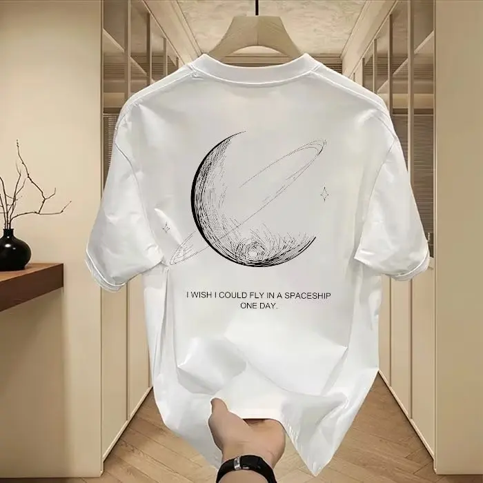 Áo Thun Cho Nam, Hàng Mới Về Năm 2024, Áo Thun Cotton ngắn Tay, Thời Trang, Màu Trắng, Phong Cách Thường Ngày Cổ Tròn, Áo Trên, nr2407 Menswear