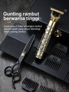 Hair Clipper / Professional Trimmer black dragon (6-piece set) rechargeable retro oil head push / Alat Pencukur Rambut Elektrik Corak Naga stylish