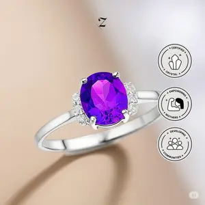 (SPECIAL LIVE) - Amethys Ring Copper Ring Crystal Cincin