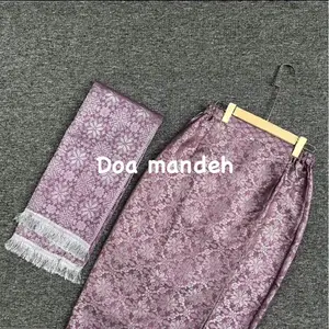 Set selendang songket dan rok span jadi pinggang karet kiri dan kanan semi palembang kualitas premium terbaik size m l xl xxl