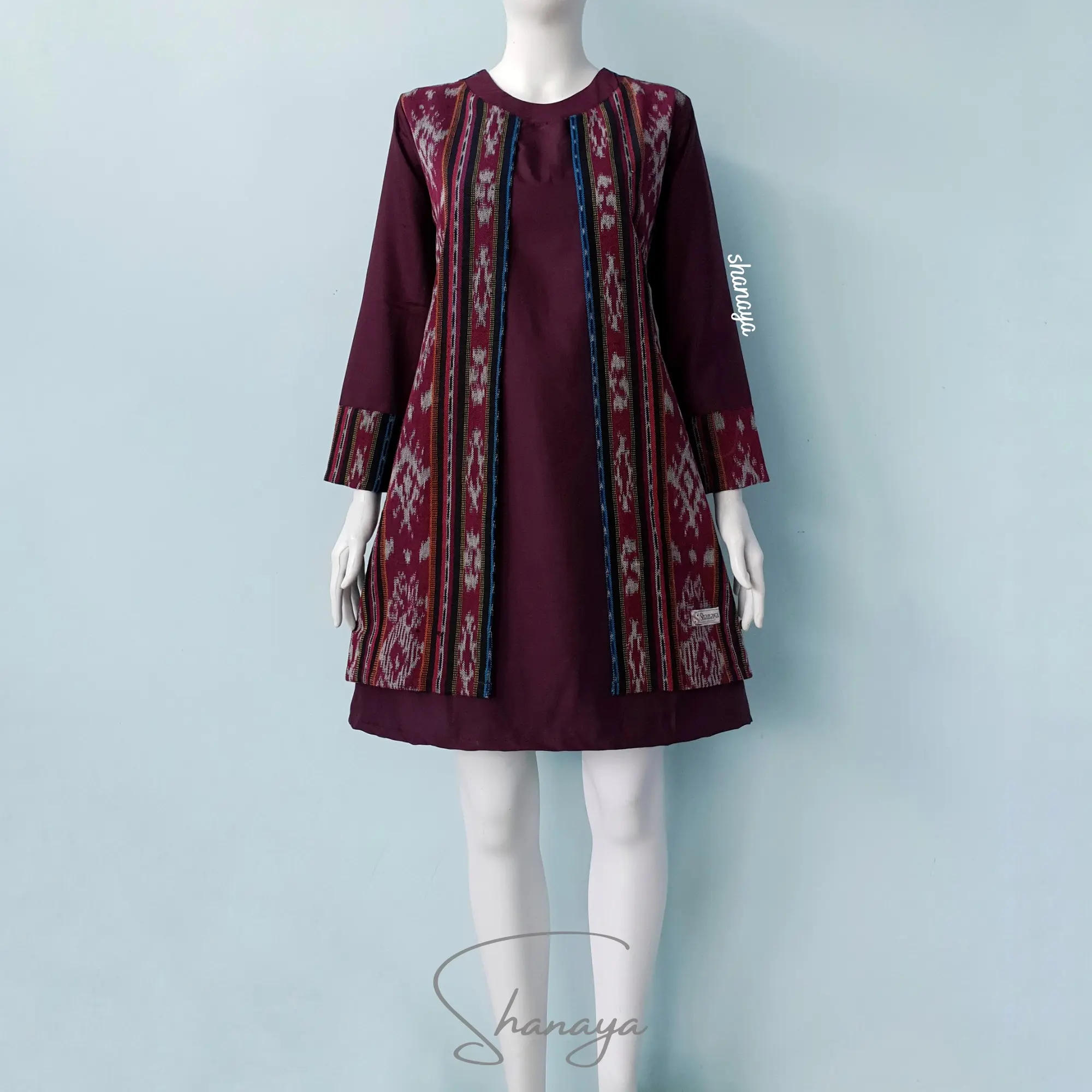 Shanaya Batik Tunik Tenun Fahira Tenun Troso Original Baju Batik Wanita Batik Kerja Bisa Couple Set Tenun Dengan Kemeja  seragam  keluarga  kondangan atasan  sarimbit  pasangan dress  hem Motif  Kantor  Panjang  Kain Katun batik  couple