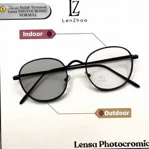 [TERLARIS] Kacamata Photochromic Auto Gelap Anti Radiasi – Frame Stainless Ringan Unisex Model Bulat 2261 (FREE BOX & LAP) | Hot Item