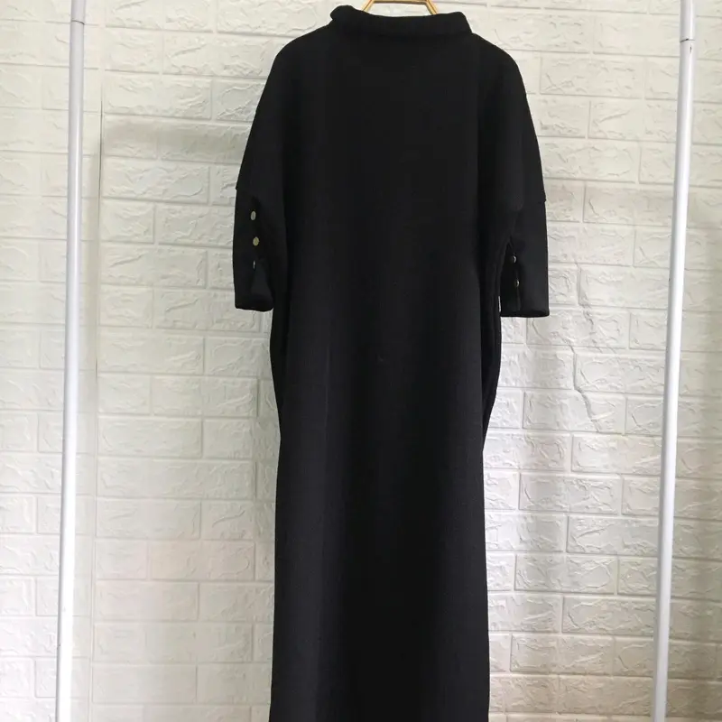 Gamis Remaja Cantik Batwing wanita Knitt Gamis Murah Muslim Panjang Button model kancing Emas 2