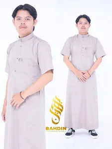 BAHDIN JUBAH PRIA DEWASA GAMIS SLIMFIT PREMIUM TANGAN PENDEK BASIC POLOS MUSLIM HITAM PUTIH BAHAN ADEM EXCLUSIVE IMPORT KENYAMANAN Maksimal