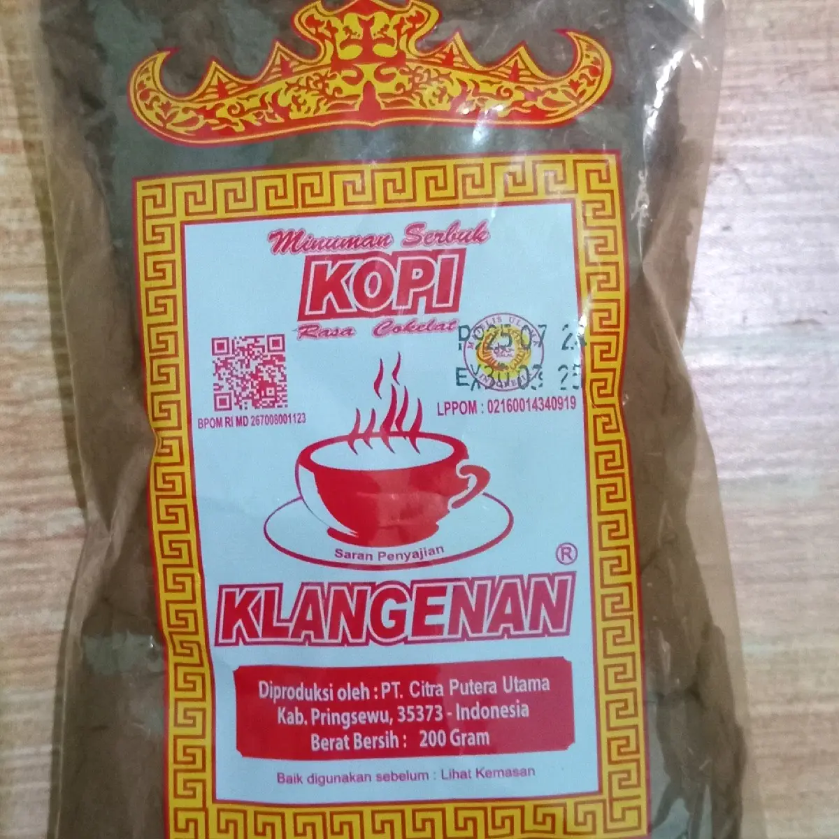 Kopi Bubuk KLANGENAN Lampung Rasa Asli Robusta Medium-Light 200gr