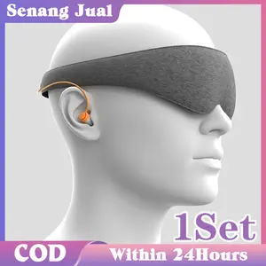 2-In-1 Penutup Telinga Masker Mata Tidur Sutra Es Bernapas Bisa Dipakai Dua Sisi