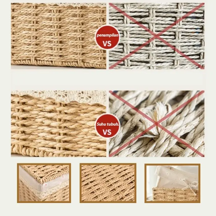 keranjang rotan Penyimpanan Box/ Keranjang Penyimpanan Keranjang Makanan Ringan Kotak /Penyimpanan Kosmetik Kotak /keranjang kotak rotan/Keranjang Rotan Persegi Panjang tenunan tangan 3