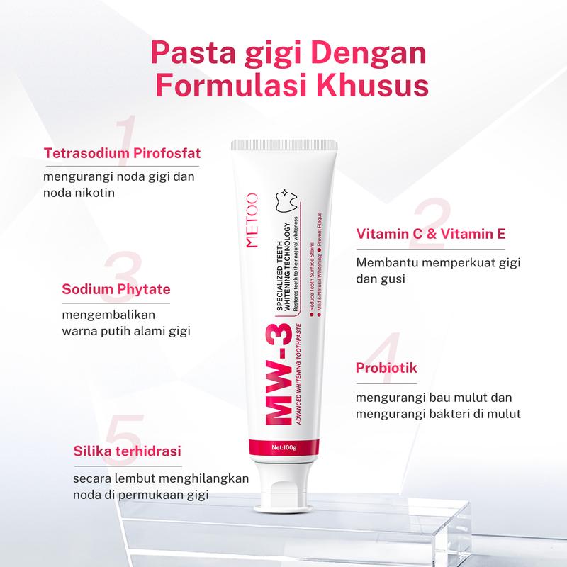 [GRATIS 20gr] BPOM - METOO Tooth Paste 100gr / Mouthwash Probiotic 250ml - Gigi Putih / Bebas Sensitif / Bebas Karang Gigi / Pasta Gigi Probiotik / Karang Gigi / Gusi Sensitif / Cegah Bau Mulut / Mouthwash Probiotik / Gusi Sensitif /Membersihkan Noda Gigi 1