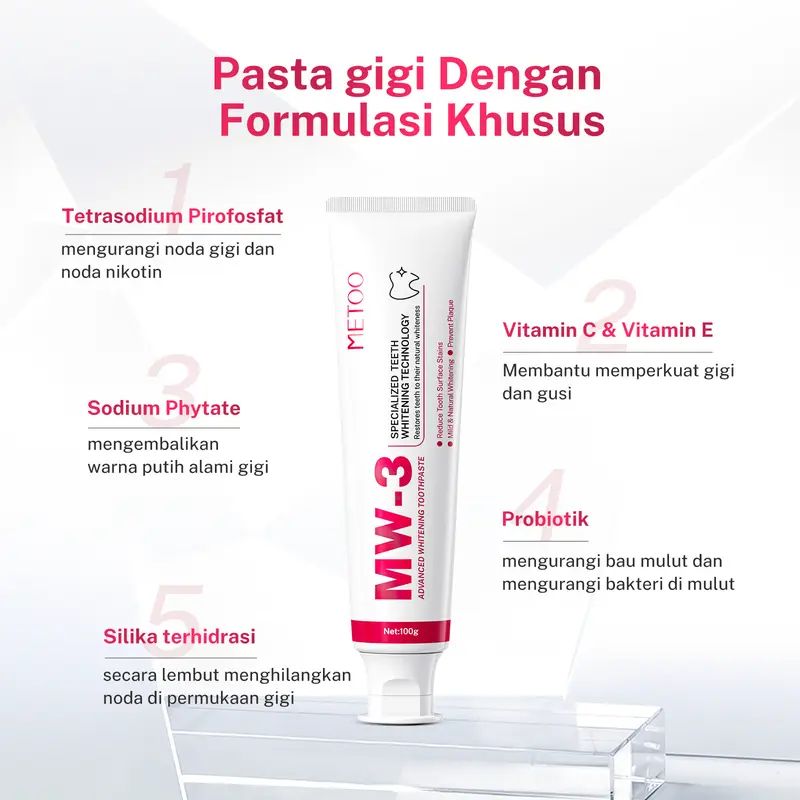 [GRATIS 20gr] BPOM - METOO Tooth Paste 100gr / Mouthwash Probiotic 250ml - Gigi Putih / Bebas Sensitif / Bebas Karang Gigi / Pasta Gigi Probiotik / Karang Gigi / Gusi Sensitif / Cegah Bau Mulut / Mouthwash Probiotik / Gusi Sensitif /Membersihkan Noda Gigi 1