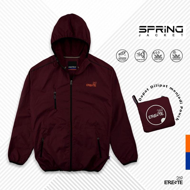 Jaket Olahraga Pria Parasut Hoodie Waterproof Jaket Spring Lari Running Sepeda 4