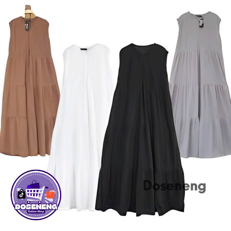 Inner Dress Panjang Rempel Bersusun Tanpa Lengan Bahan Rayon Premium Busui Friendly Terlaris 6