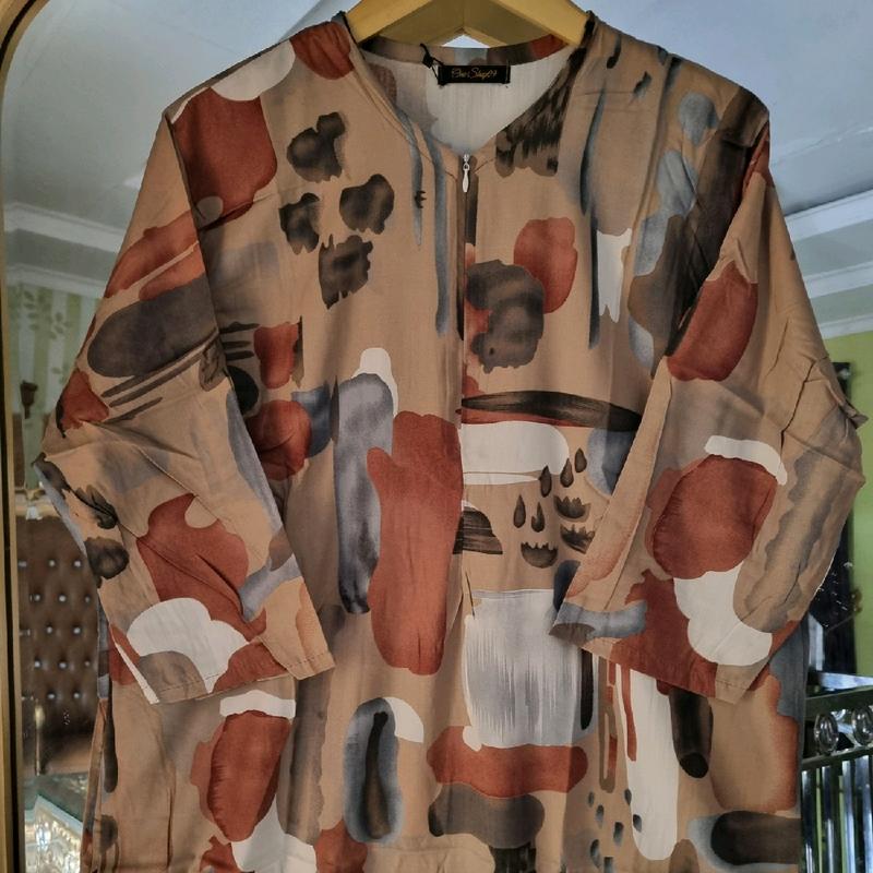 Daster Kekinian Rayon Motif Lengan 3/4 Ld 120 Busui friendly 4