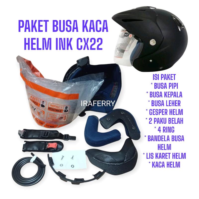 Paket Busa dan Kaca Visor Helm Ink CX22 dengan Lis Karet dan Gesper Helm - Motorcycle 0