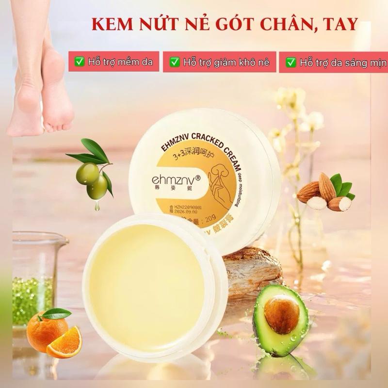 SỈ kem nứt nẻ gót chân tay, sáp dưỡng da tay chân giảm khô giảm nứt nẻ, hỗ trợ dưỡng ẩm mềm mịn da, giảm chai sần gót chân 20 Gram Cho Bé tặng 3 nạ ngủ collagen Handmade Cosmetic Làm Nail kem nứt gót chân